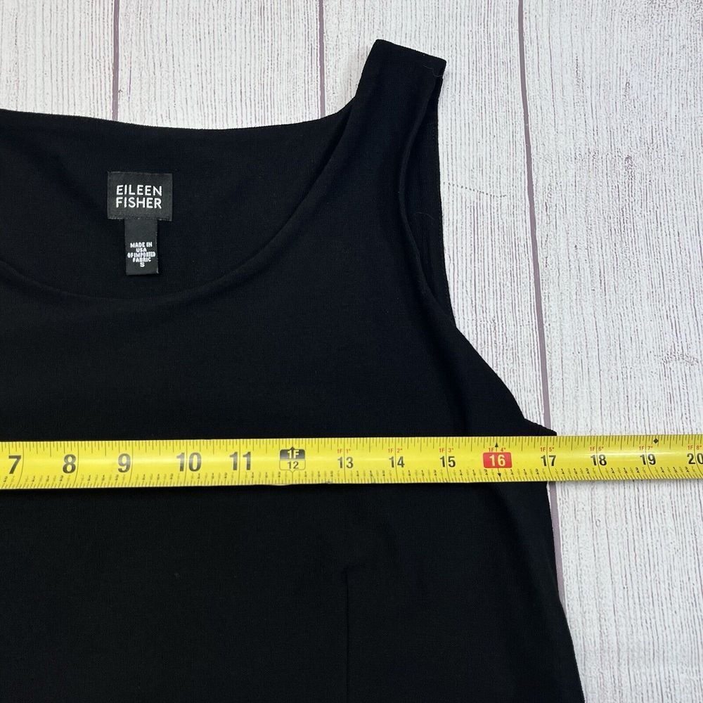 Eileen Fisher Fit & Flare Black Stretch Scoop Neck Tank Dress Size S Casual - Picture 5 of 6